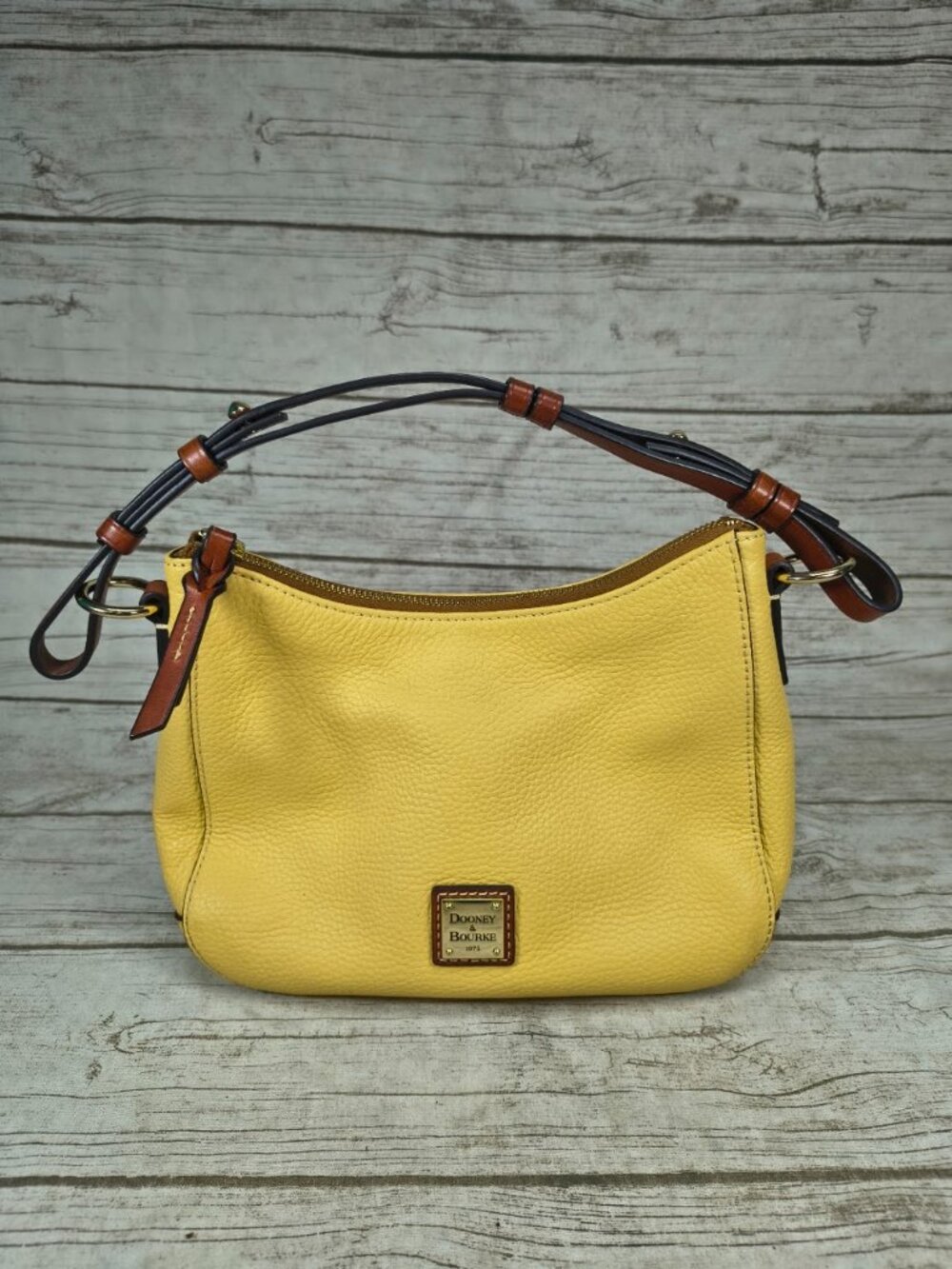 Dooney & Bourke Yellow Small Kiley Hobo Pebbled Leather Shoulder Bag